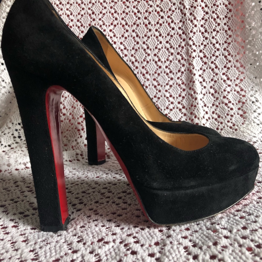 Christian Louboutin black suede Bibi platform pumps high heels